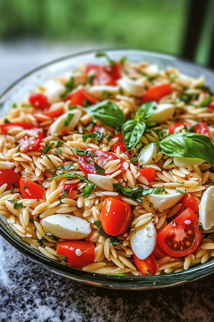 Sałatka makaronowa Caprese z orzo