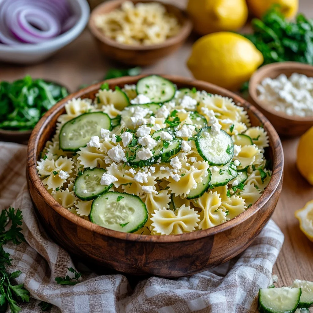 Sałatka makaronowa po śródziemnomorsku z warzywami i dressingiem