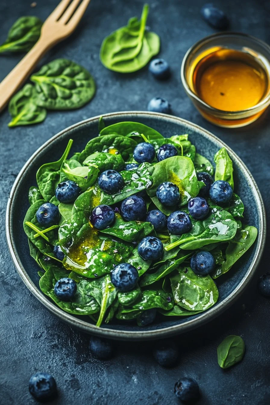 Sałatka z jagodami i szpinakiem z miodowo-balsamicznym dressingiem