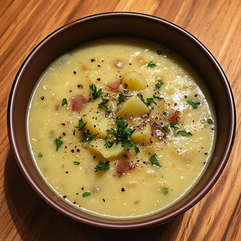 Zupa ziemniaczana Outback w misce, pełna aromatycznych składników.