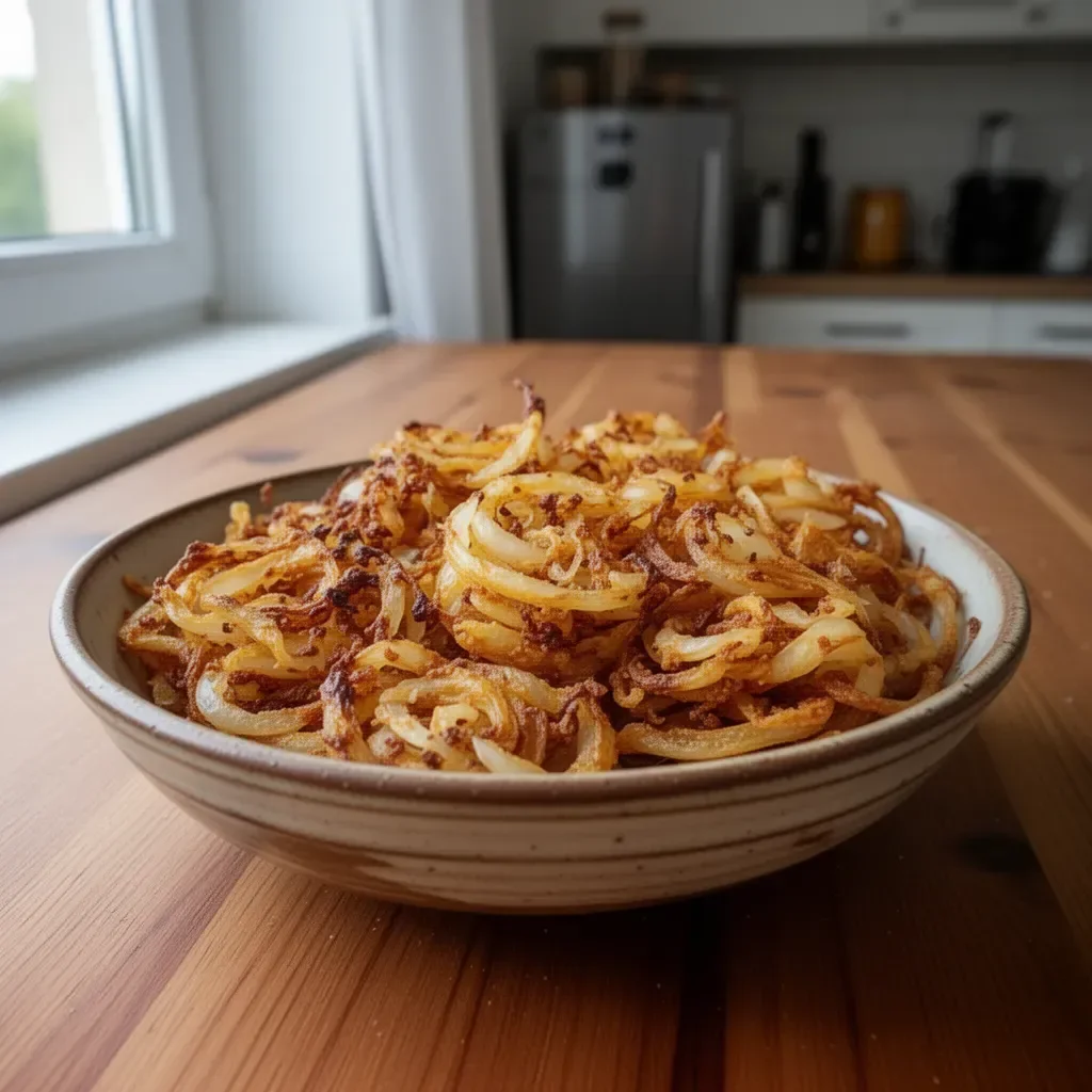 Chipsy cebulowe z frytkownicy powietrznej, chrupiąca przekąska