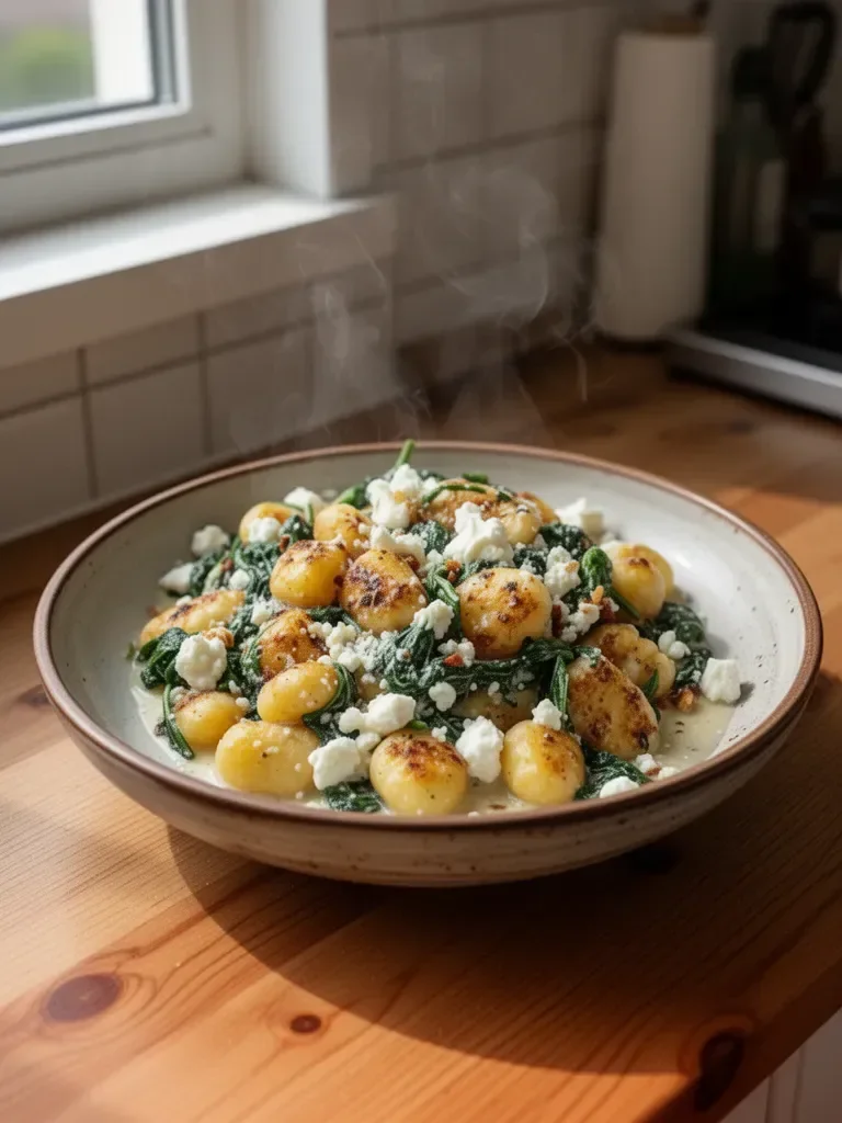 Kremowe Gnocchi ze Szpinakiem i Feta