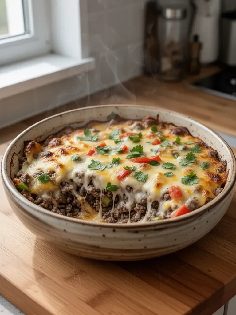 Niskowęglowodanowa zapiekanka Philly Cheesesteak