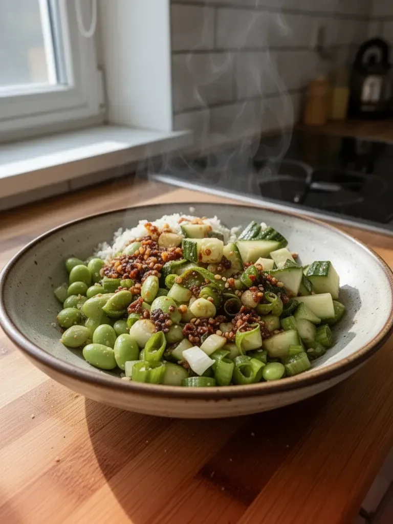 Sałatka z Pikantnych Ogórków i Edamame