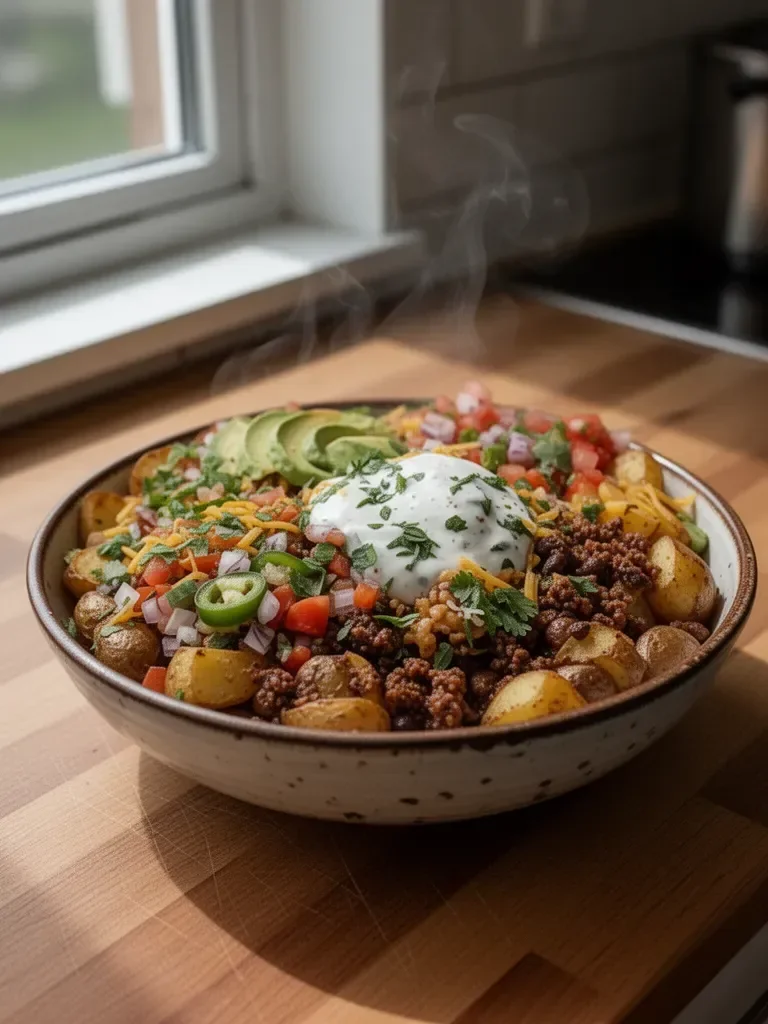Taco bowl z nadzieniem ziemniaczanym