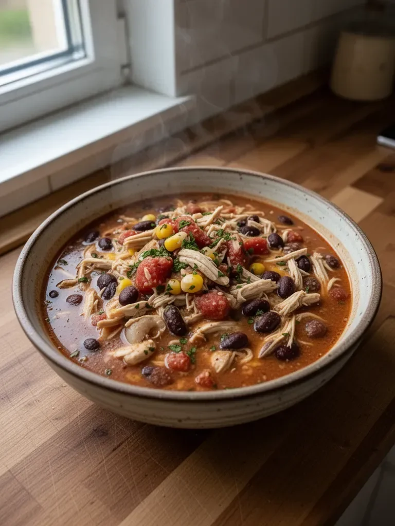 Slow Cooker Cheesy Chicken Chili