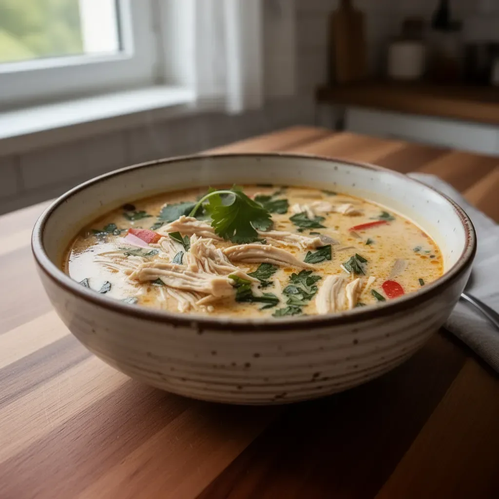 Zupa tajska curry z kurczakiem przygotowana w wolnowarze