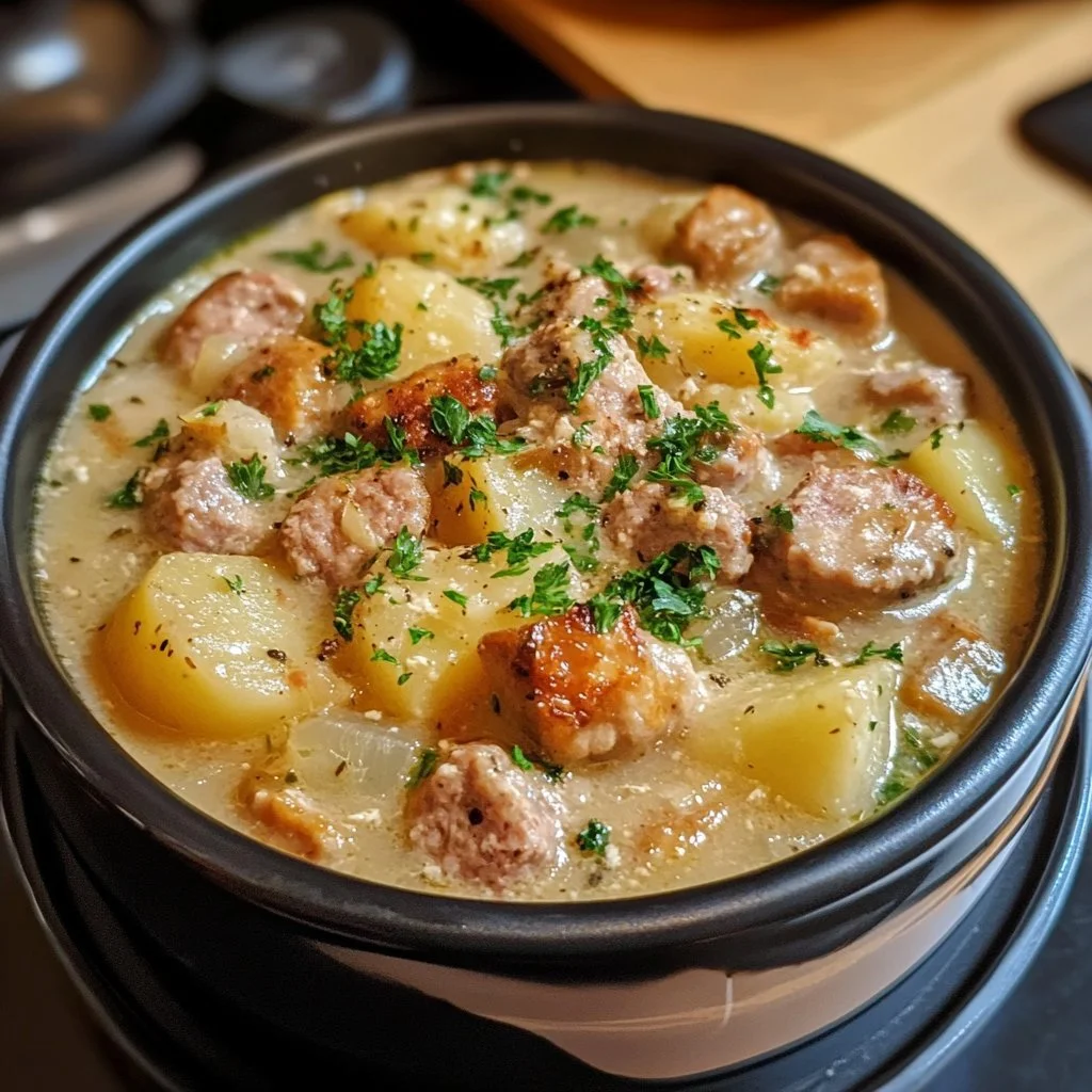Zupa ziemniaczana w wolnowarze z kiełbasą - pyszne i sycące danie.