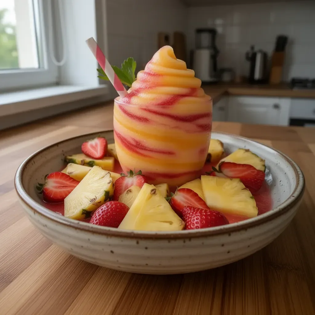 Truskawkowe slushy z ananasem w spirali
