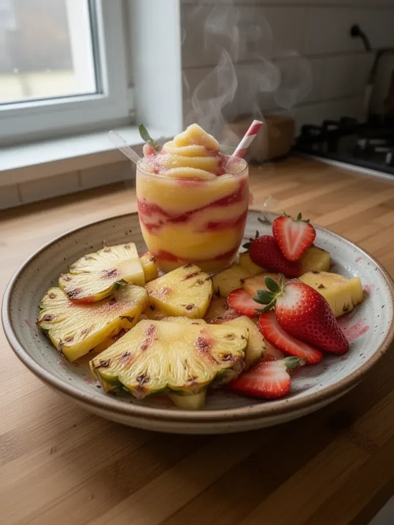 Ananasa i truskawkowe slushy w spirali