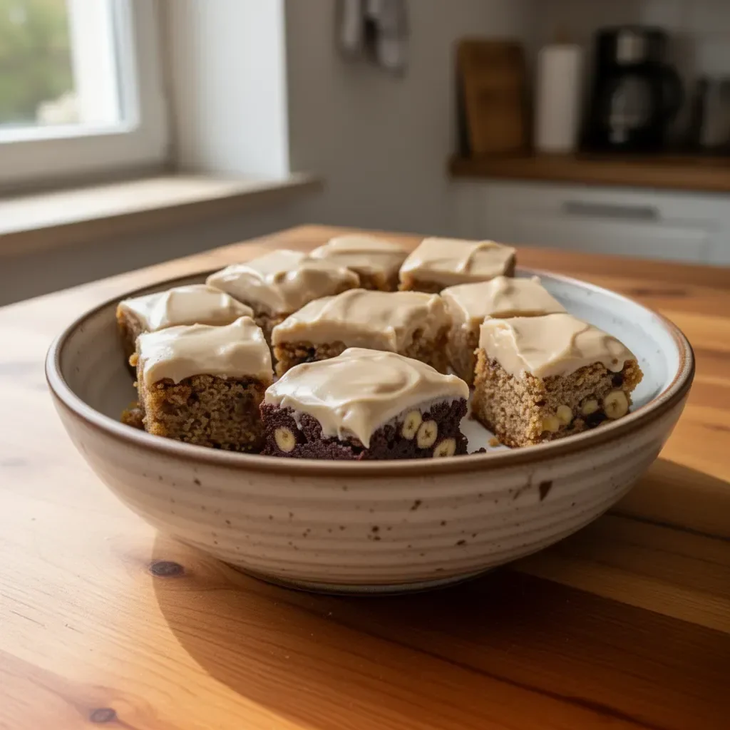 Pyszne brownie z chlebem bananowym na talerzu