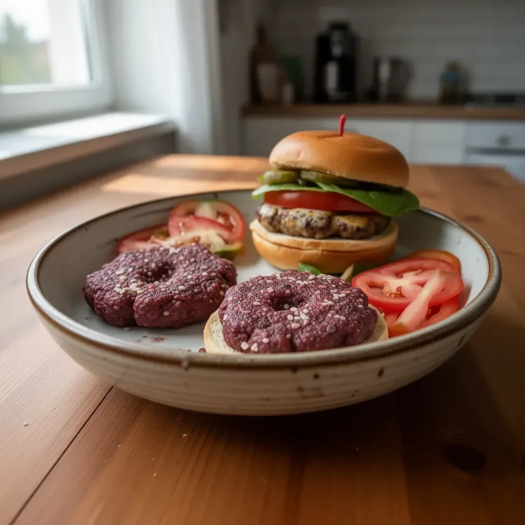 Smaczny burger z sarny na talerzu