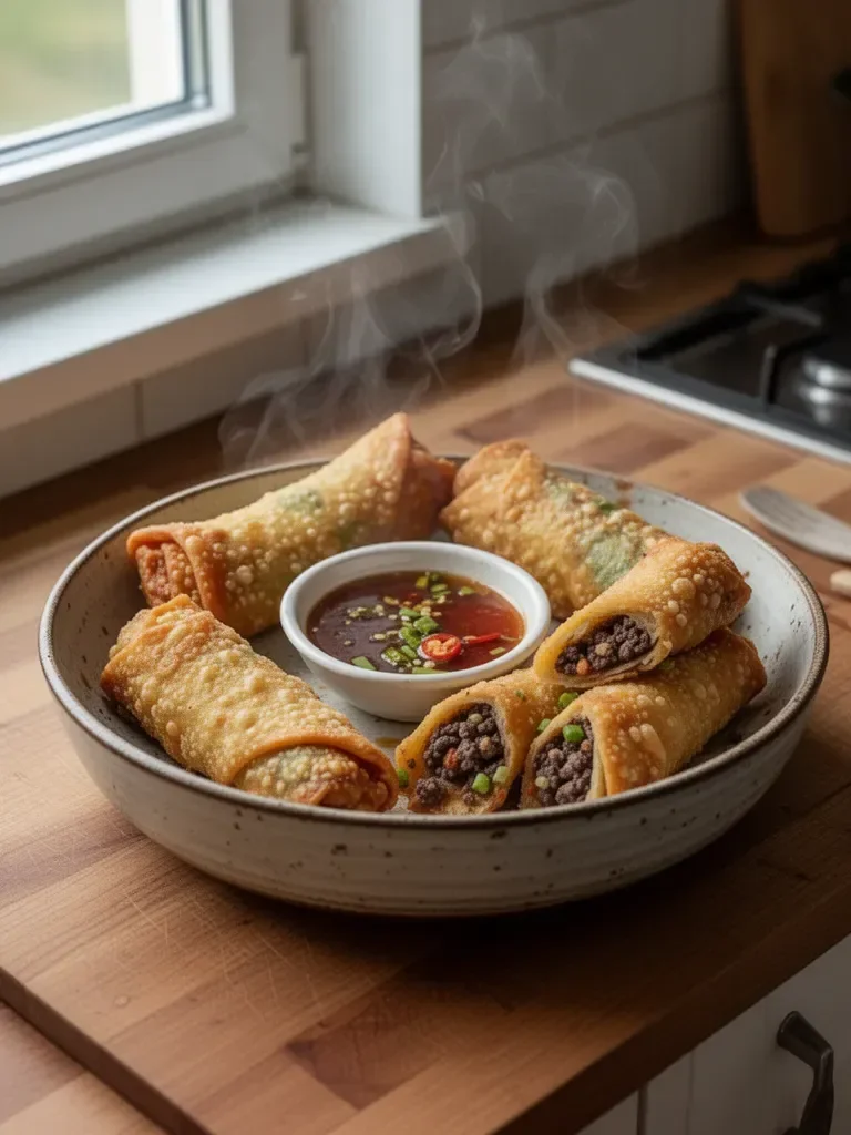 Chrupiace rolki jajeczne z mielonego dzika