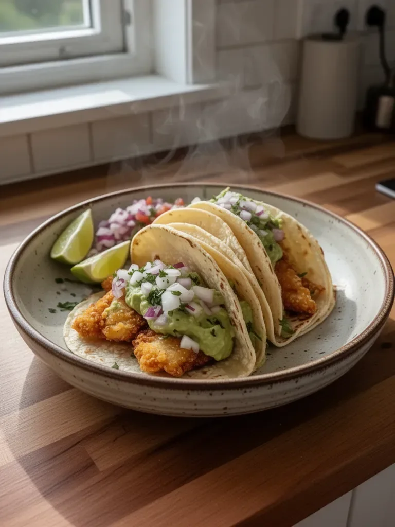 Chrupiące tacos rybne z Baja z kremem awokado