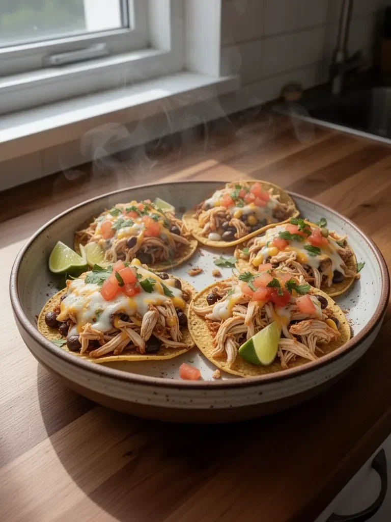 Chrupiące tostadas z kurczakiem z rotisserie