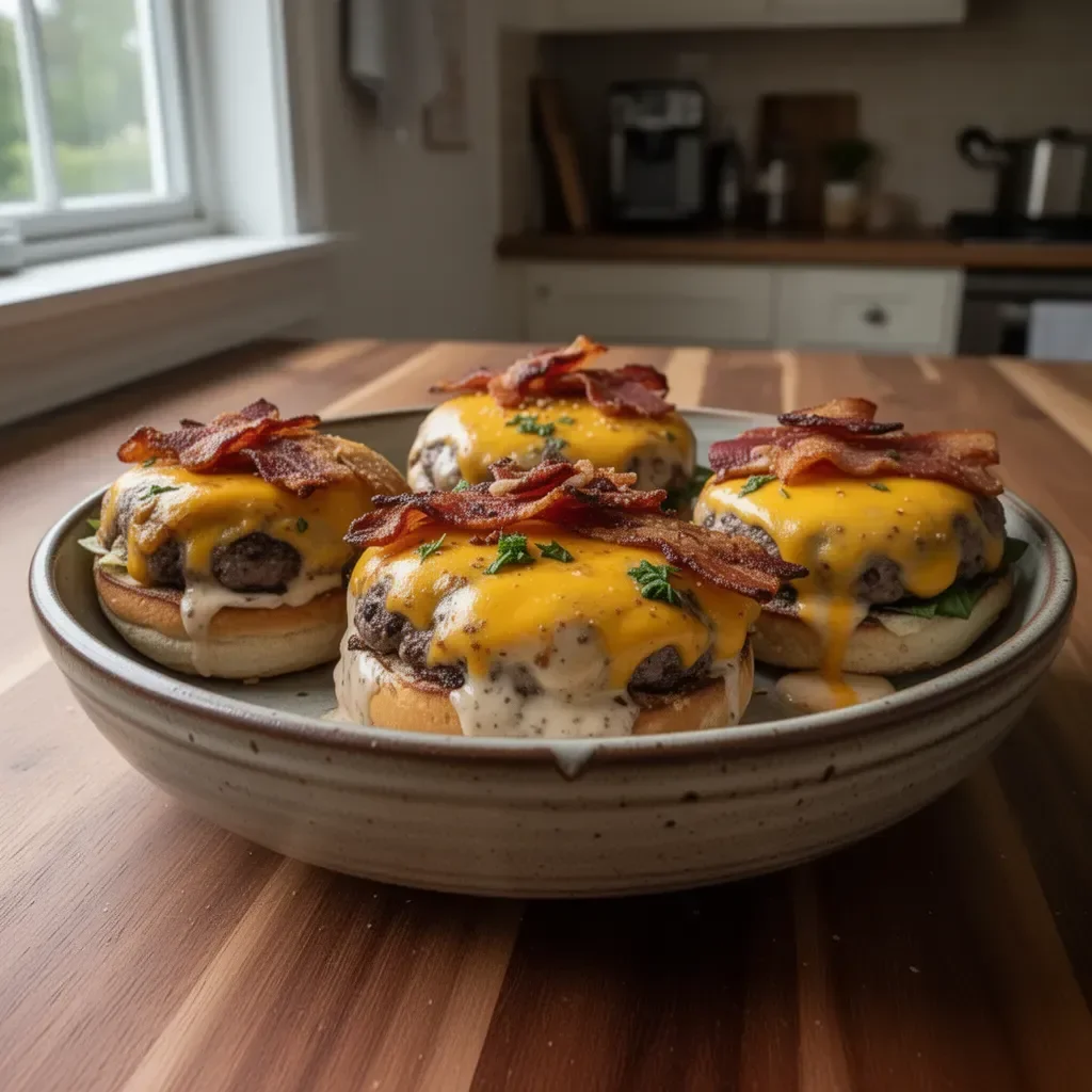 Smaczny Crack Burgery z soczystą wołowiną i świeżymi dodatkami.
