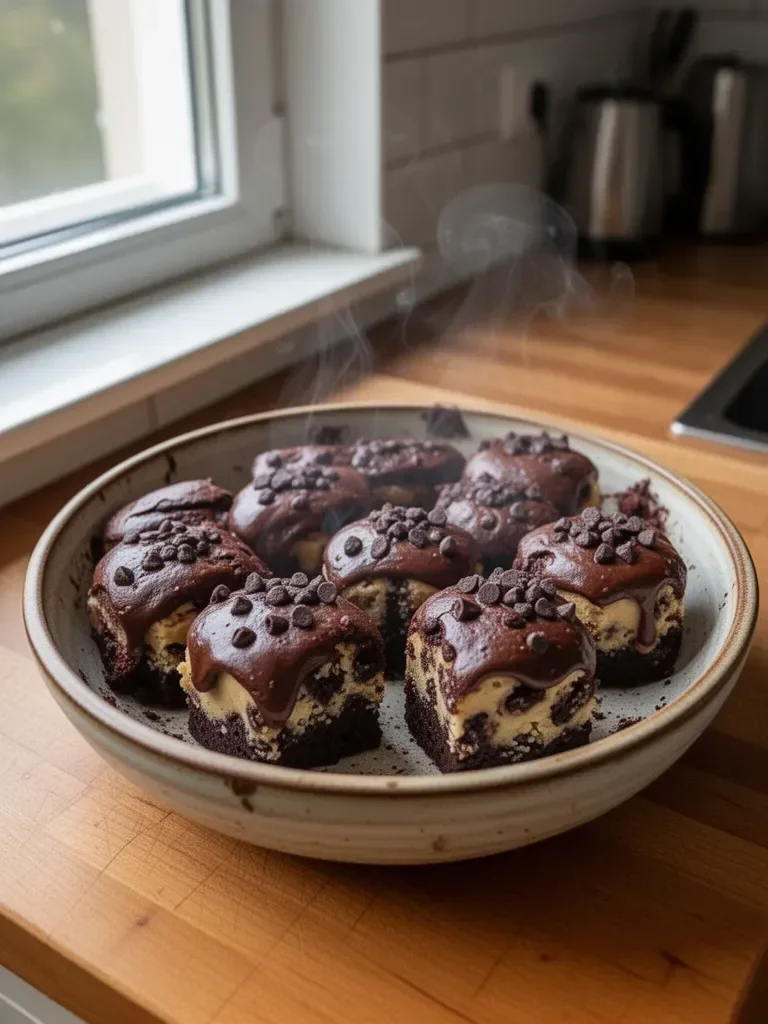 Czekoladowe ciastka brownie z surowym ciastem