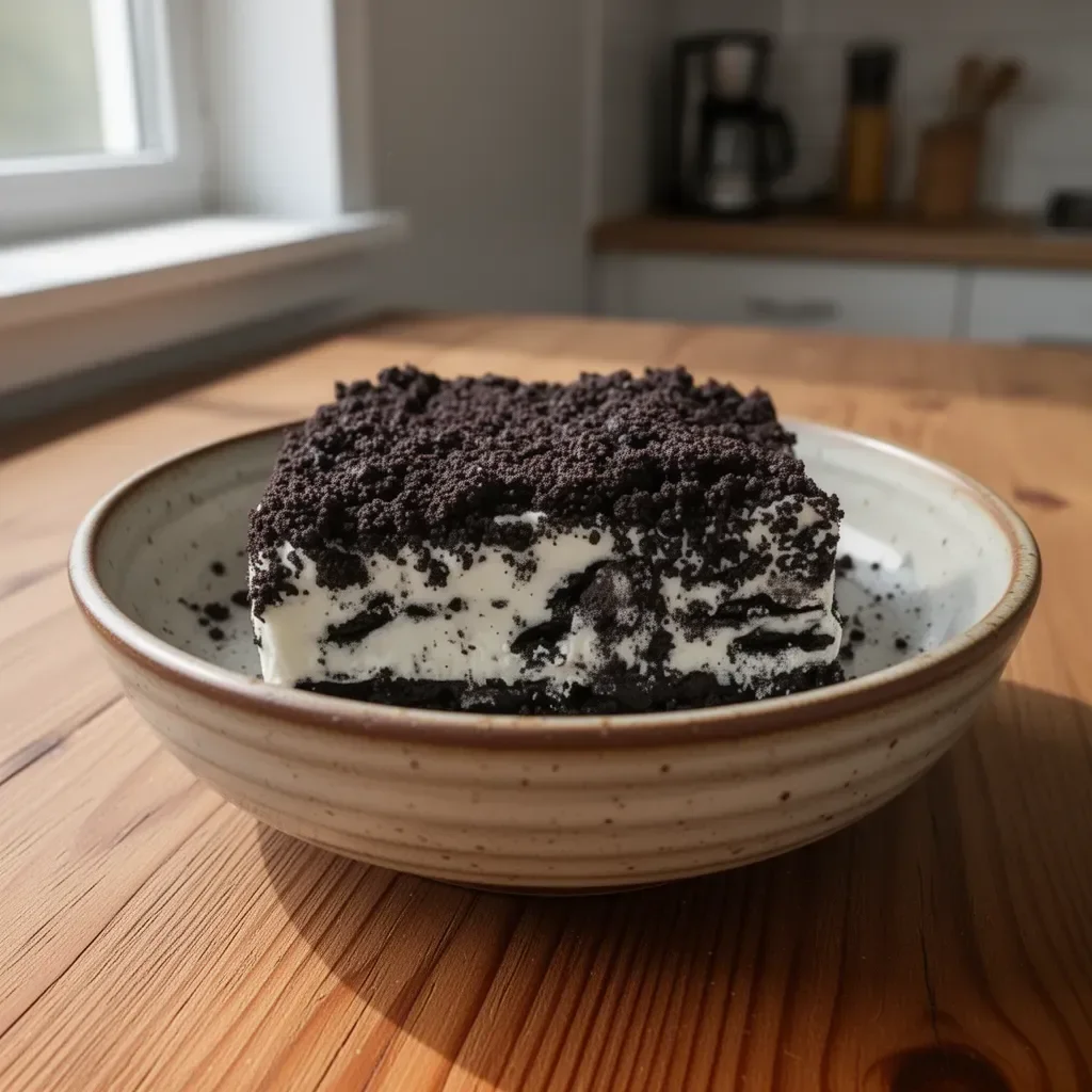 Deser Oreo na zimno, pyszne ciasteczka i krem, idealny na lato