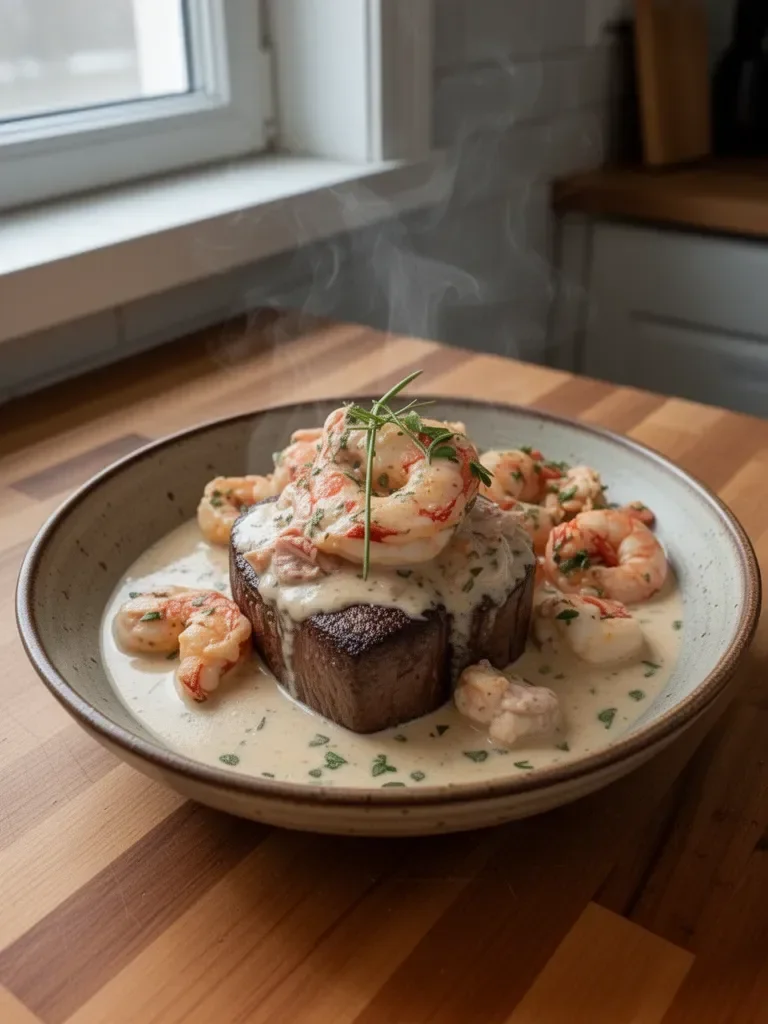 Filet Mignon z Krewetkami i Sosem Śmietanowym z Homara