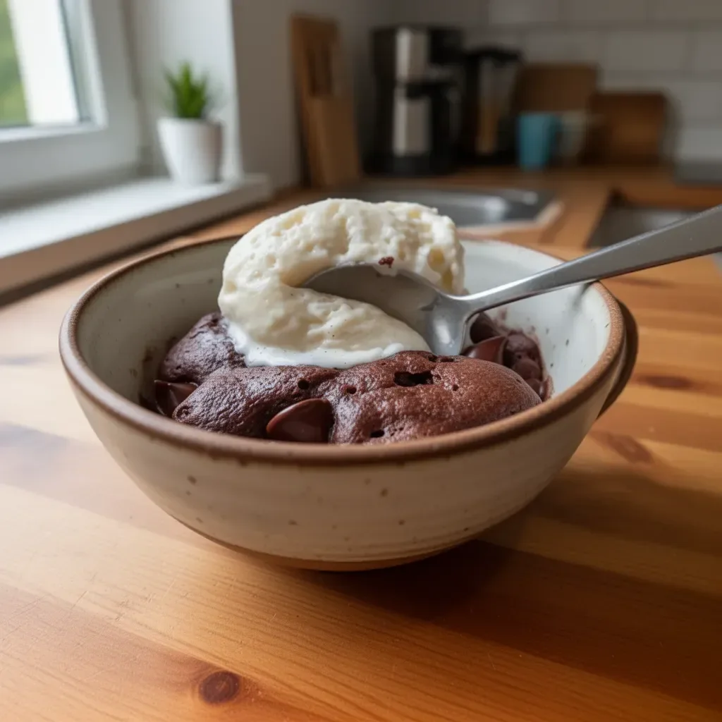 Fudżowy mug cake przygotowany w 1 minutę