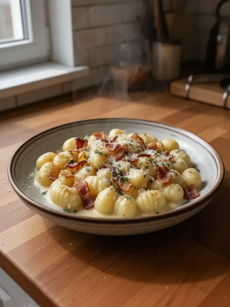 Gnocchi Carbonara z boczkiem i parmezanem