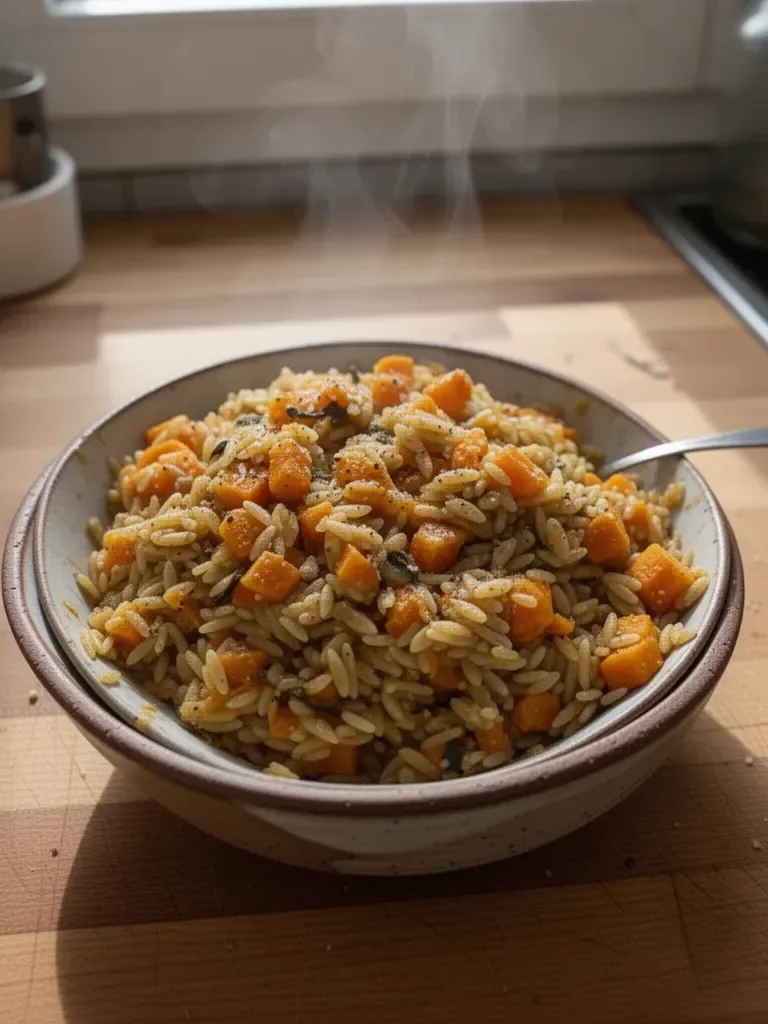 Jedno Garnkowe Orzo z Brązowym Masłem i Dynią Piżmową