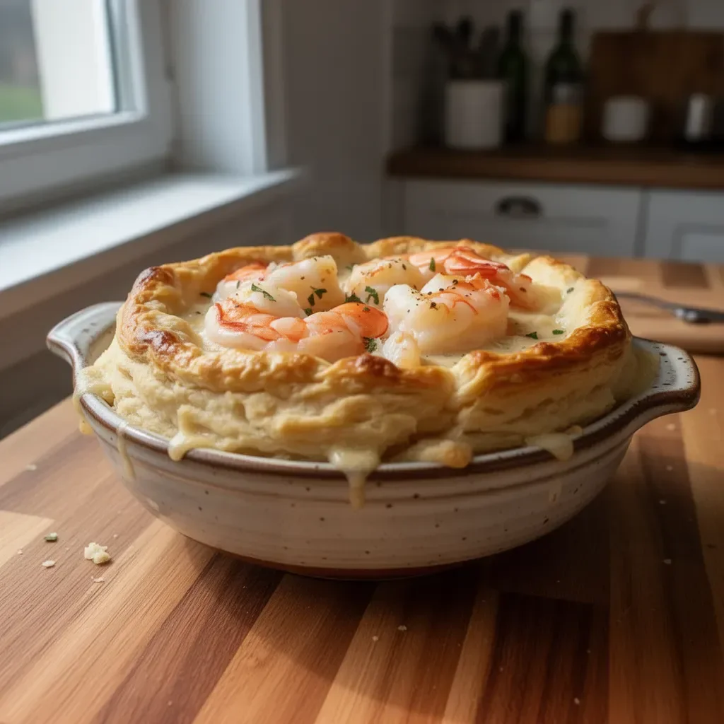 Krewetki i homar w biszkopcie pot pie – pyszne danie