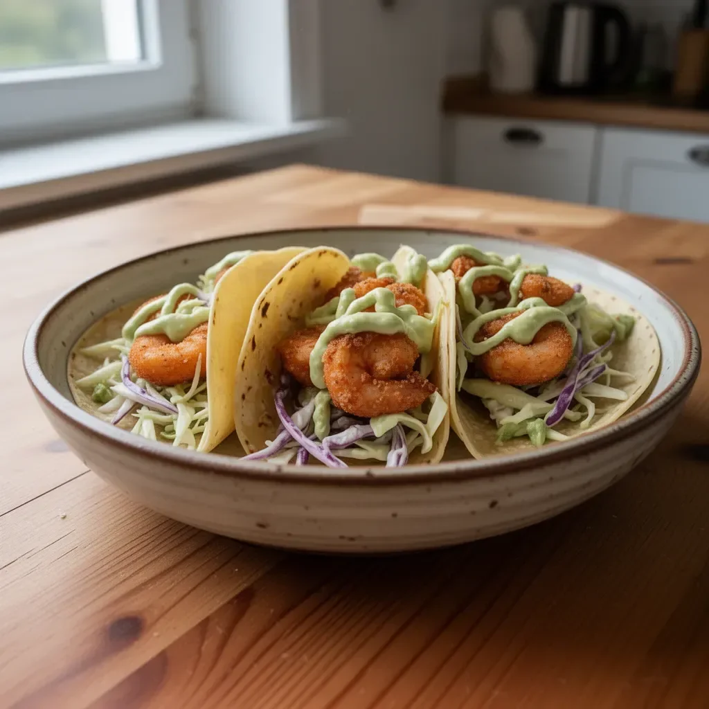 Kruche Tacos z Krewetkami i Kolędą z Awokado i Limonki