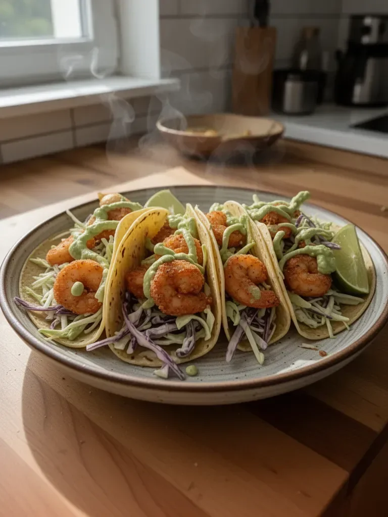 Kruche Tacos z Krewetkami i Kolędą z Awokado i Limonki