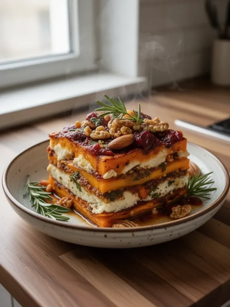 Lasagne z warzyw: Słodkie ziemniaki, dynia piżmowa i marchewka