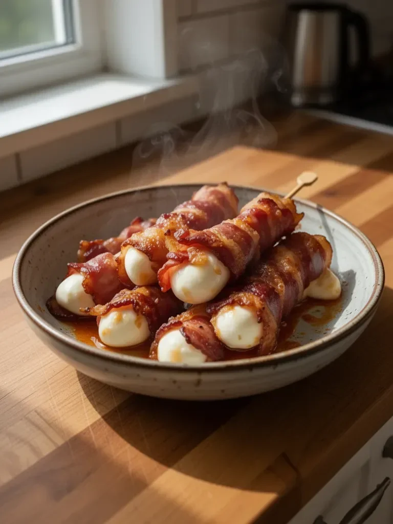Łatwe Skórki Mozzareli Owijane Bekonem