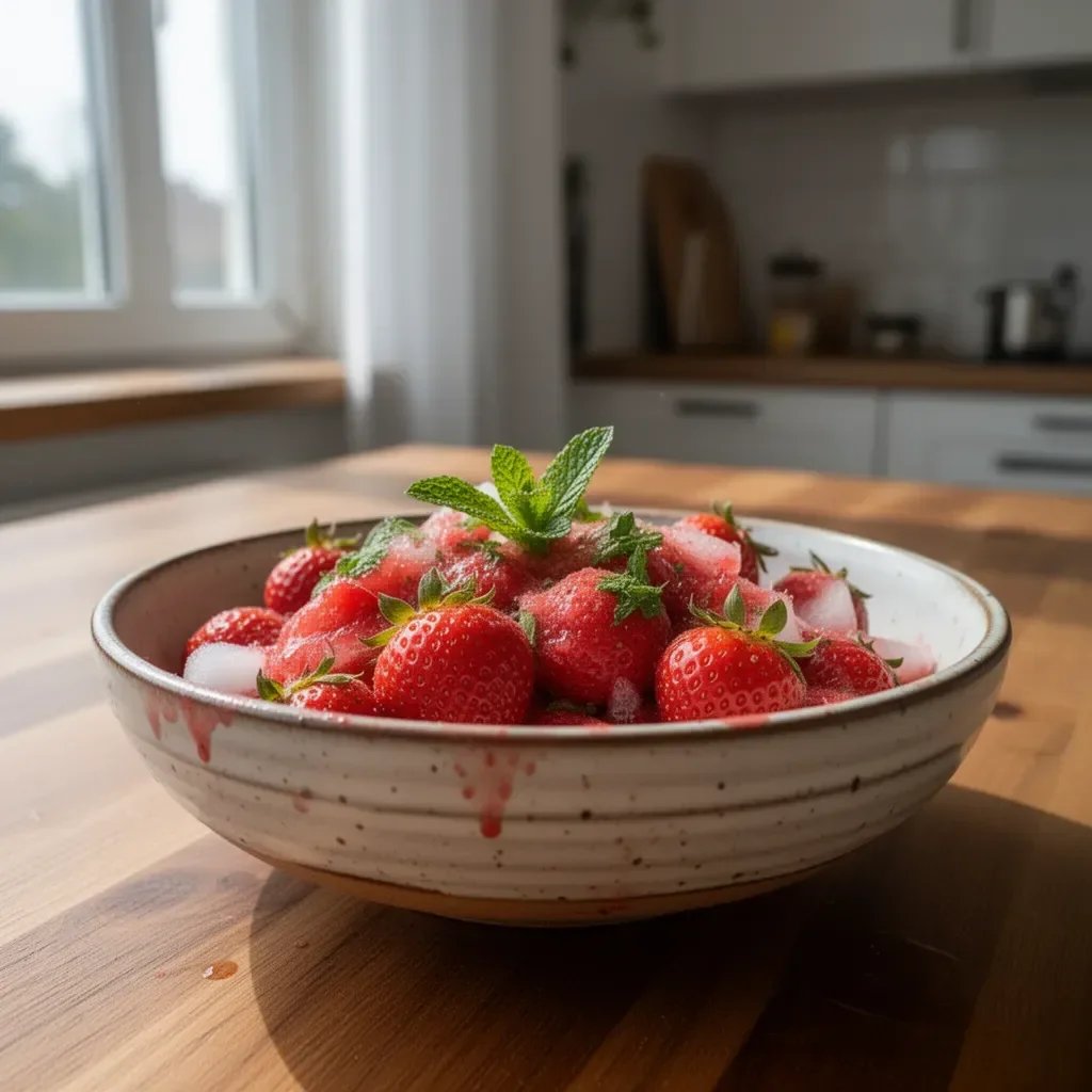 Orzeźwiający mocktail truskawkowy mojito z świeżymi truskawkami i miętą.