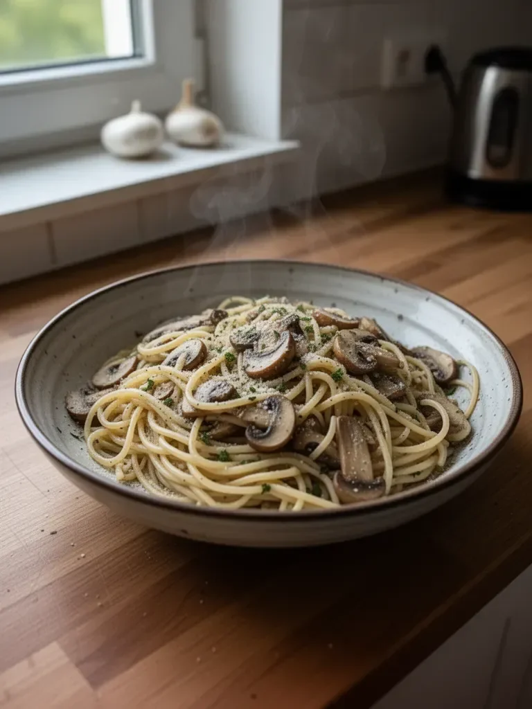 Najlepsze spaghetti z grzybami i czosnkiem