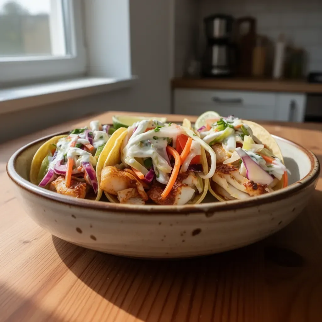 Tacos rybne z świeżymi składnikami i przyprawami