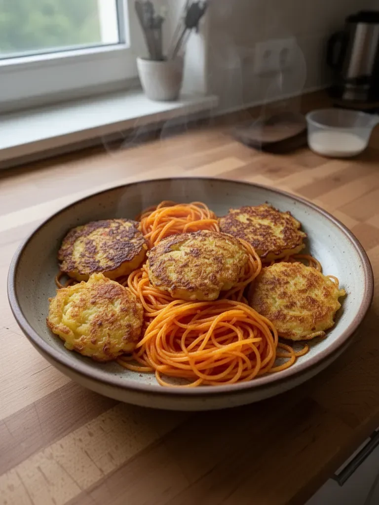 Niskowęglowodanowe placki ziemniaczane z dyni spaghetti