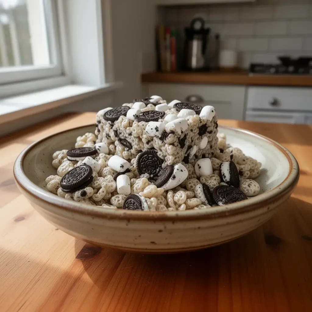 Pyszne Oreo Krispies - łatwy przepis na chrupiące przekąski z ciasteczkami Oreo.