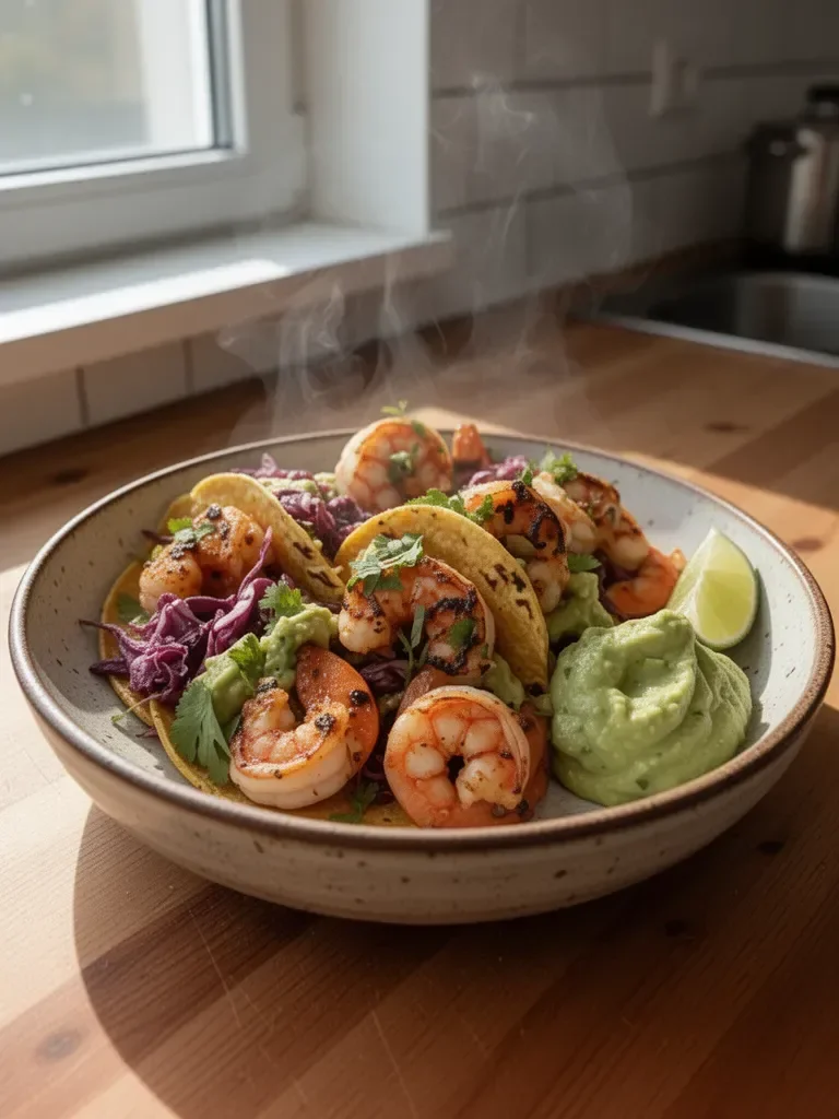 Ostre Krewetkowe Tacos z Kremem Awokado