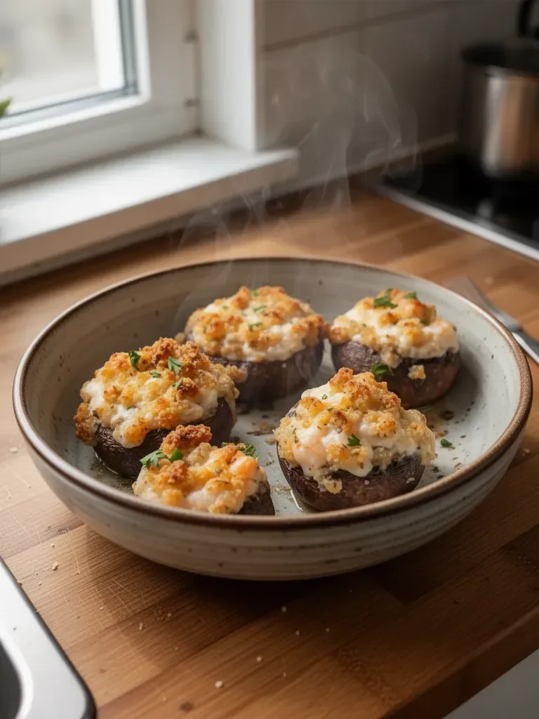 Pieczarki nadziewane krewetkami