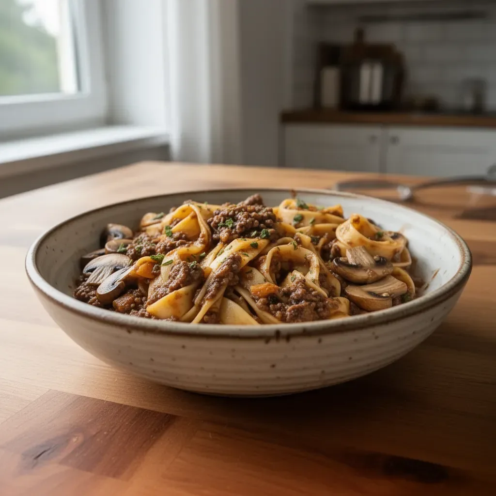 Ragù grzybowe - aromatyczne danie z grzybów podane z makaronem.