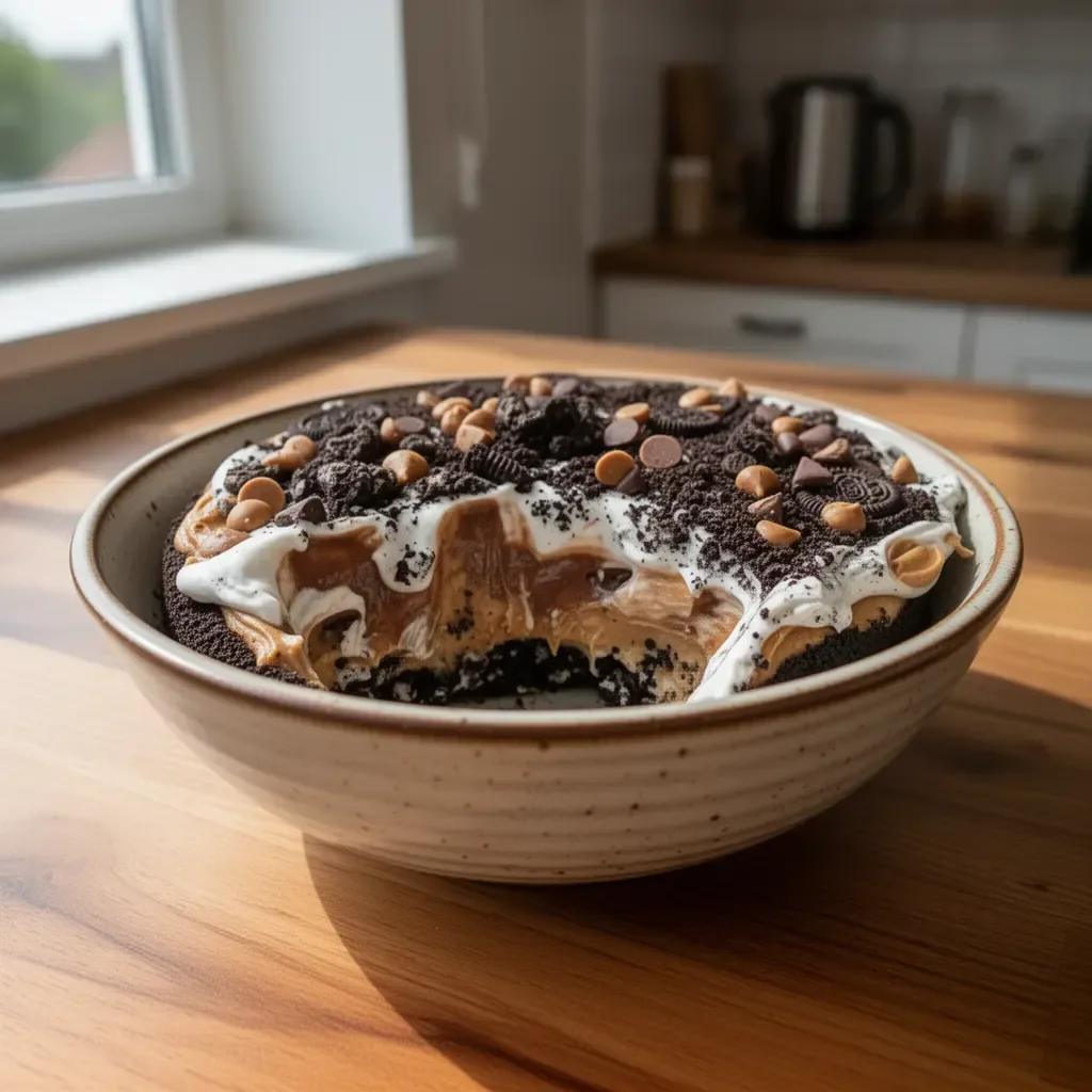 Sernik Oreo z masłem orzechowym - ciasto na słodko, z kawałkami ciasteczek Oreo