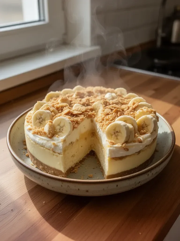 Sernik z bananowym budyniem i chrupiącą posypką