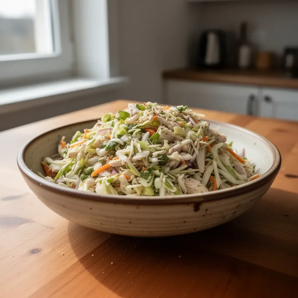 Rybne tacos z surówką na talerzu