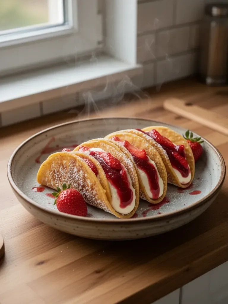 Tacos deserowe z sernikiem truskawkowym