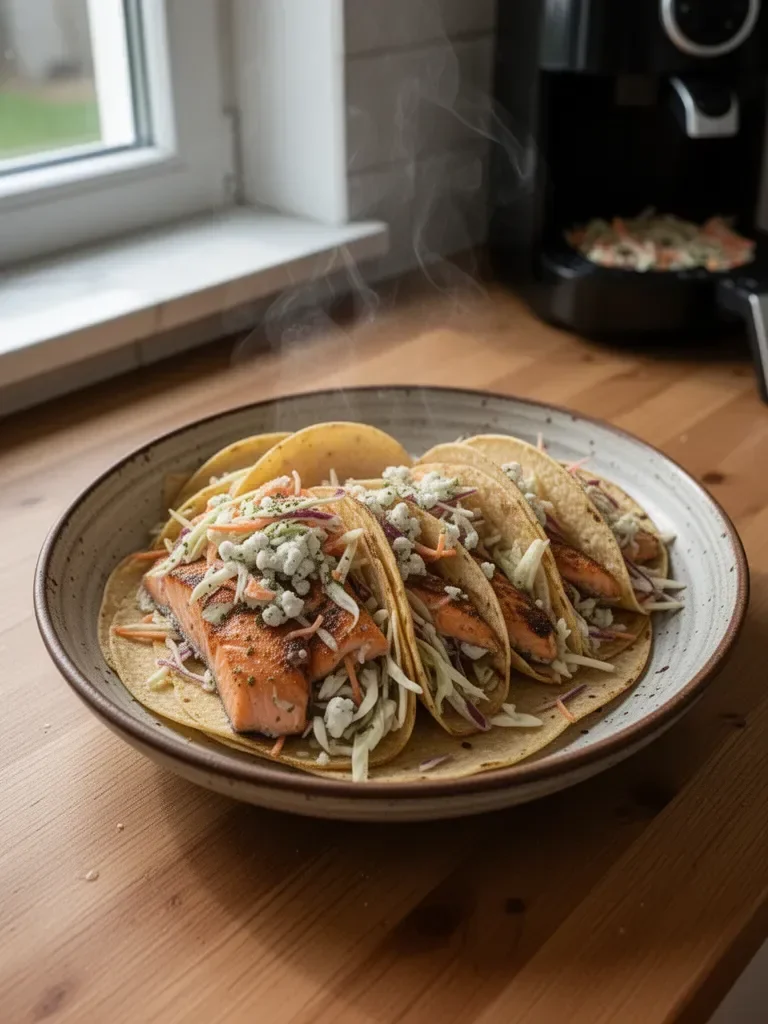 Tacos z łososia z frytkownicy powietrznej z surówką