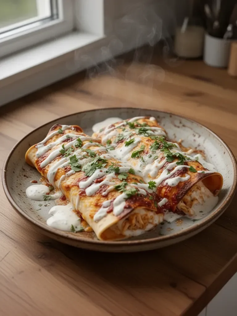 Enchilady z kurczakiem rotisserie z kwaśną śmietaną – Łatwy, kremowy obiad na tydzień