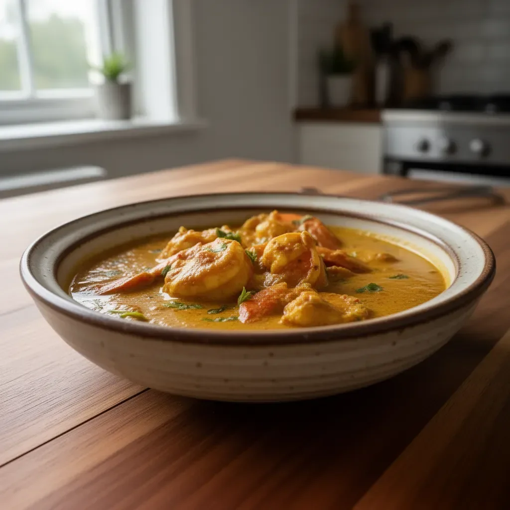 Krewetki w aromatycznym sosie curry z Goa