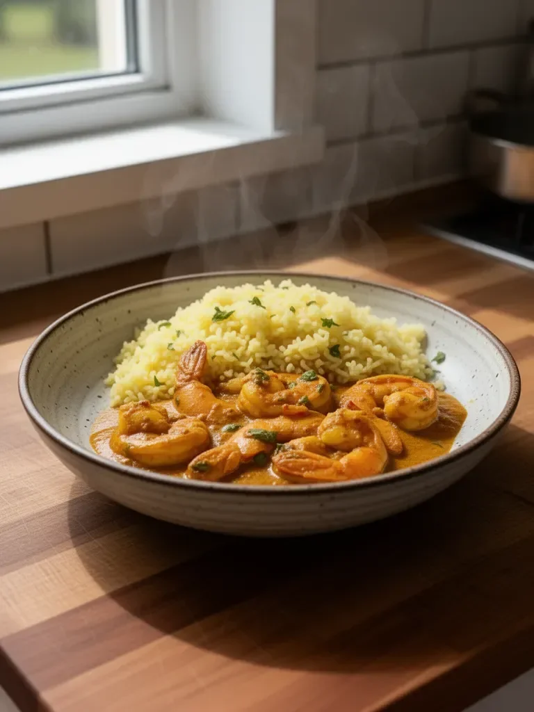 Krewetki w sosie curry z Goa