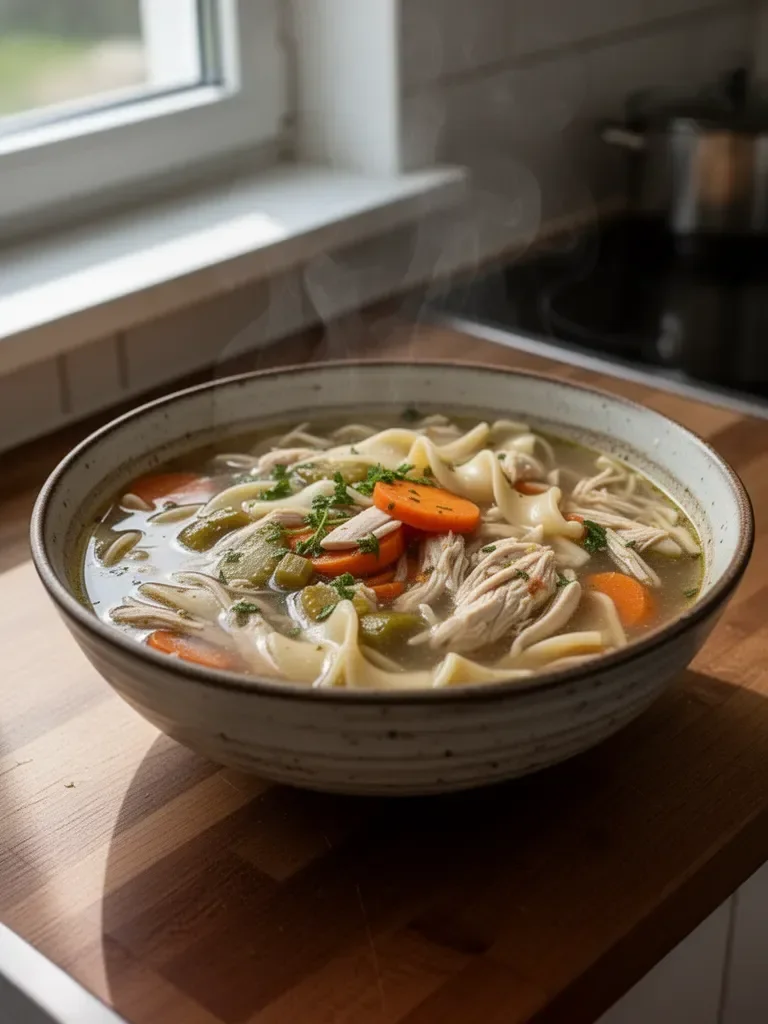 Łatwy Zupa Noodle z Kurczakiem Z Rożna