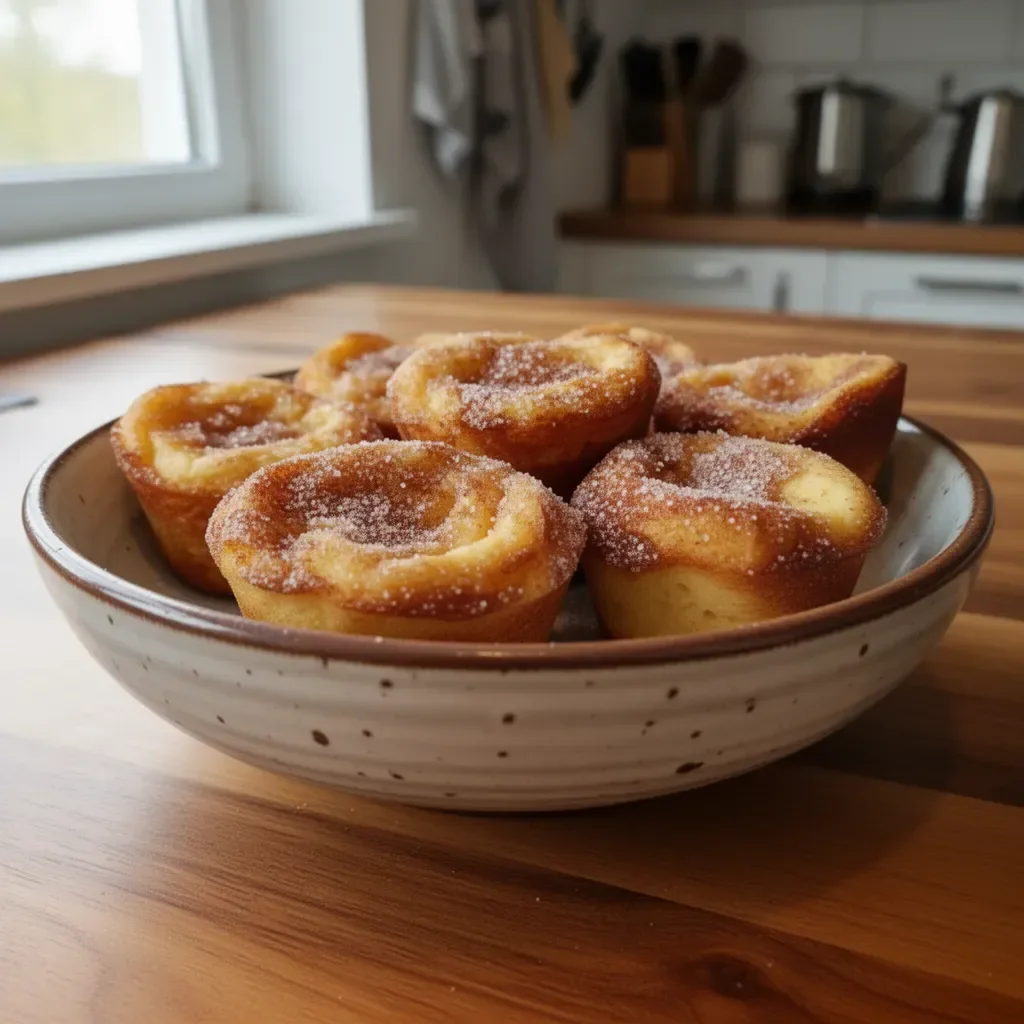 Muffinki francuskie z cynamonowym cukrem na talerzu