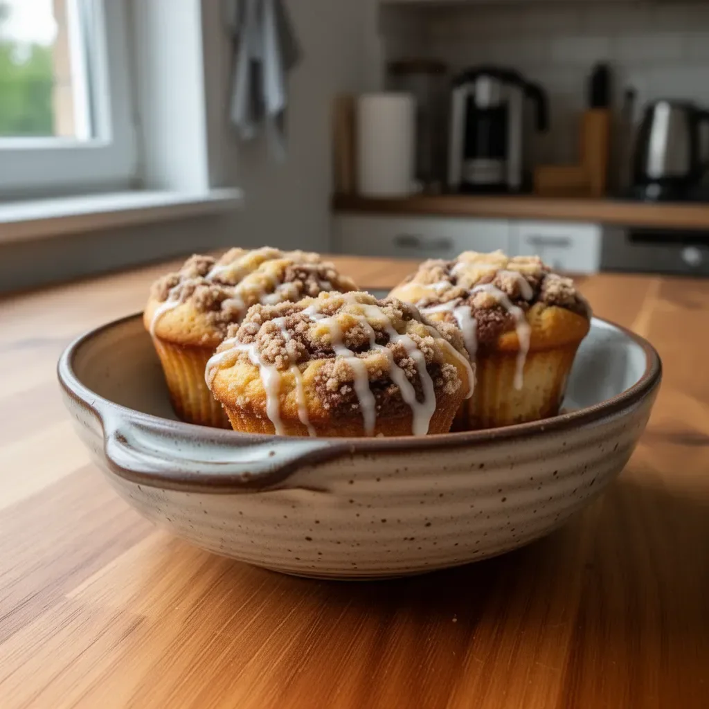 Muffiny kawowe z aromatycznym ciastem kawowym na talerzu